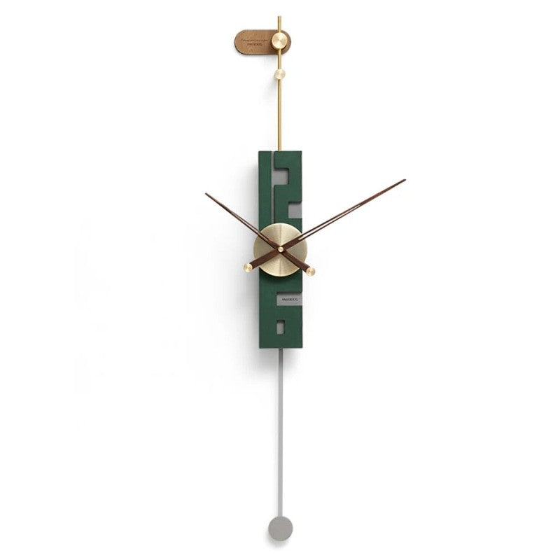 Large Nordic Wall Clock With Wooden Pendulum