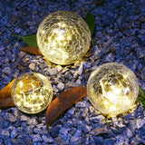 Solar Garden Light Cracked Glass Ball Lamp Waterproof