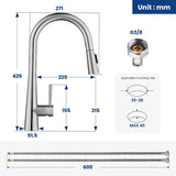 360° Rotation Sprayer Extendable 3 Jet Kitchen Faucet