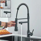 Kitchen Pull Down Dual Spout 360 Rotation Deck Mounted Faucet