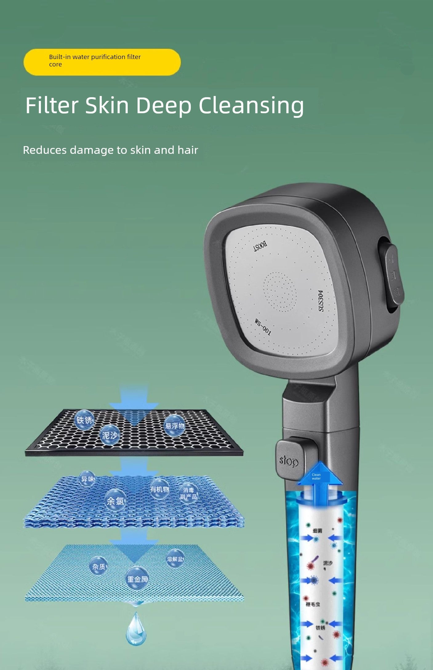 Pressurized Nozzle Switch One Click Handheld Shower