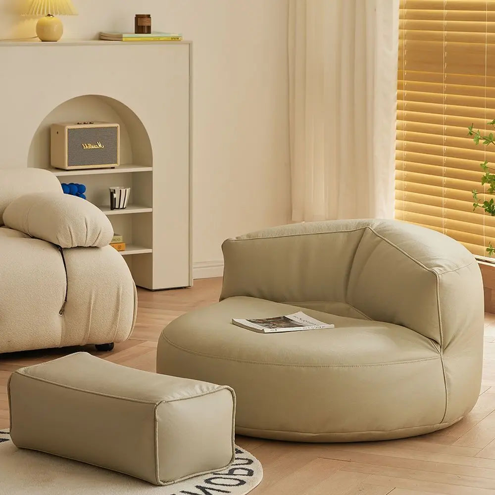 PU Leather Bean Bag Filling Round Lazy Floor Sofa