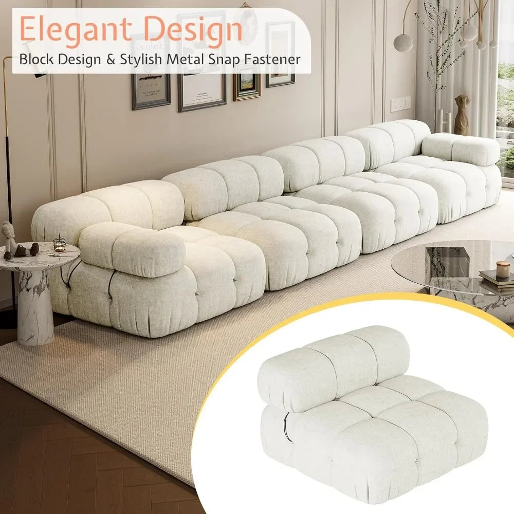 L Shaped Modular Compression Sectional Ottoman 4 Seater Sofa