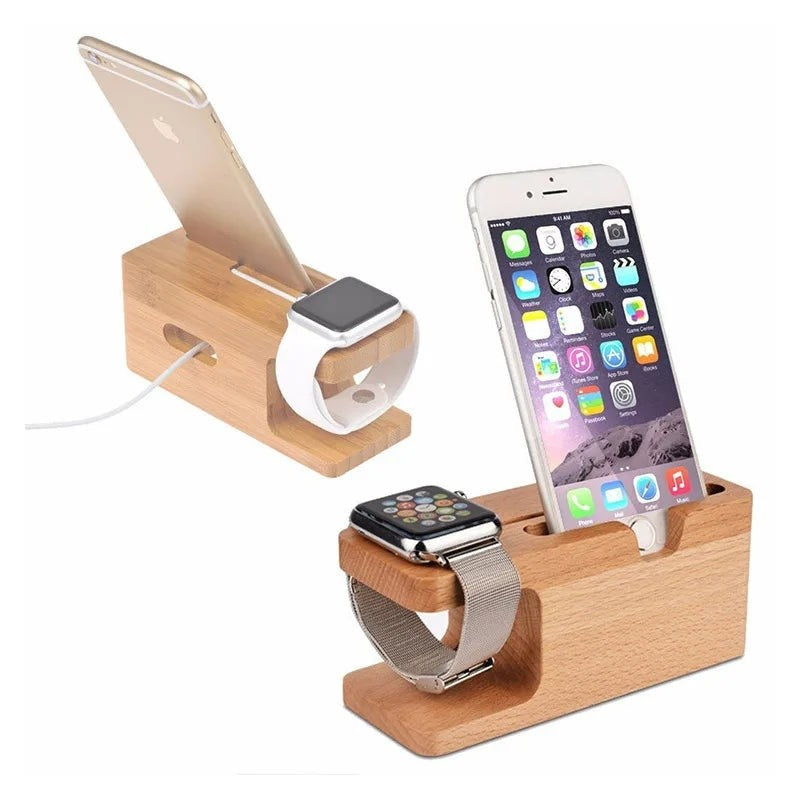Wooden Charging Base for Apple Watch Phone Holder