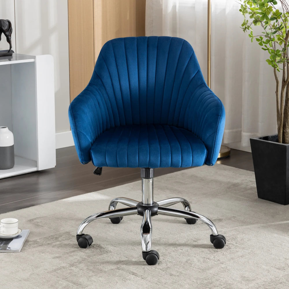 Adjustable Leisure Velvet Wheels Office Chair