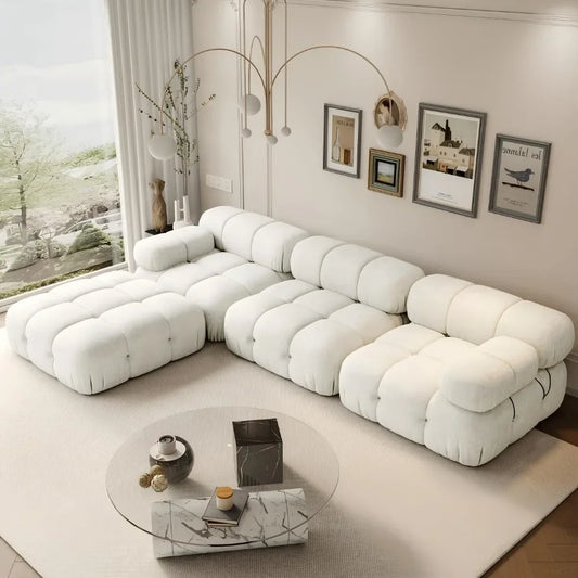 L Shaped Modular Compression Sectional Ottoman 4 Seater Sofa