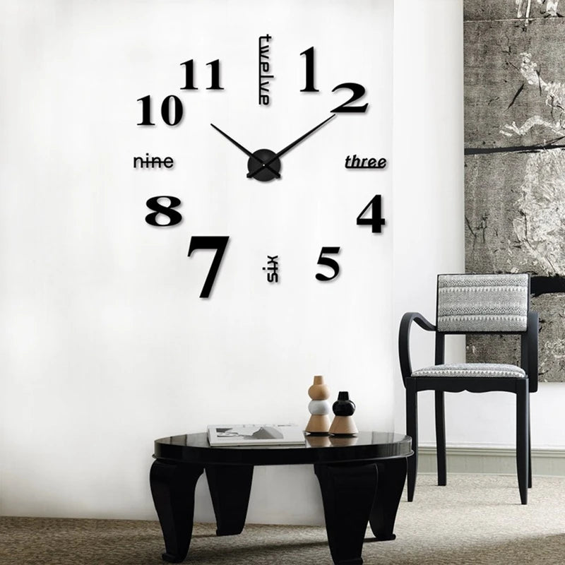 3D DIY Modern Large Acrylic Decor Numbers Wall Clock