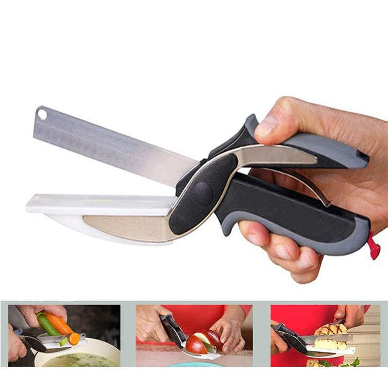 2 In 1 Multi Kitchen Tool Knife Stainless Steel Cutting Scissors