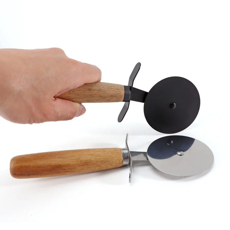 Stainless Steel Pizza Cutter Roller With Acacia Wood Handle