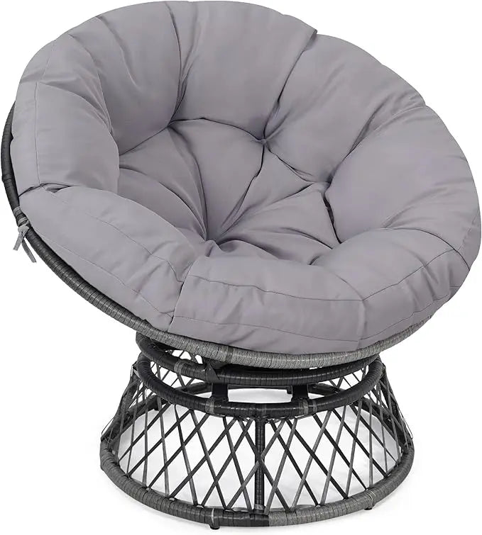 Round 360° Swivel Rattan Thick Cushion Chair