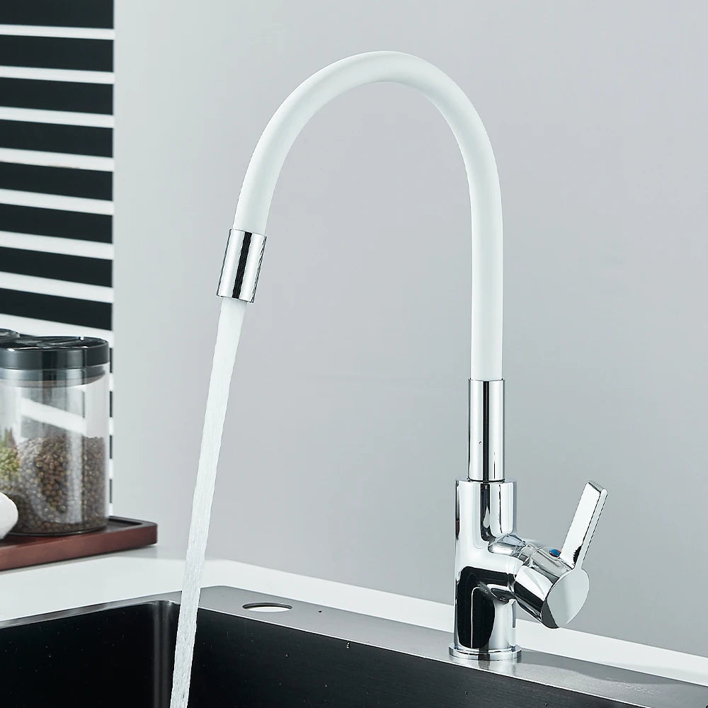 Silica Gel Rotating Deck Mount Kitchen Sink Faucet