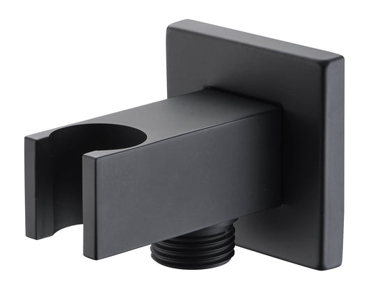 Soporte Cuadrado Para Mango De Ducha Con Salida De Agua Negro Mate