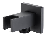 Soporte Cuadrado Para Mango De Ducha Con Salida De Agua Negro Mate