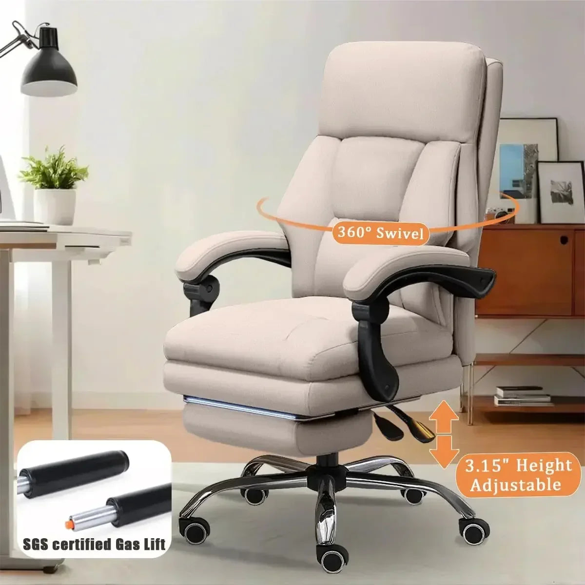 Office Adjustable Height Desk Foot Rest Recline Chair