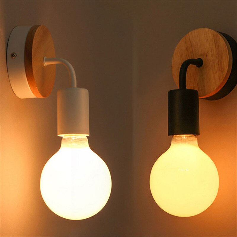 Modern Wood Hang Wire Wall Lamp