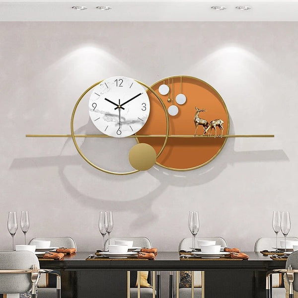 Nordic Large Metal Luxury Wall Clock with Pendulum