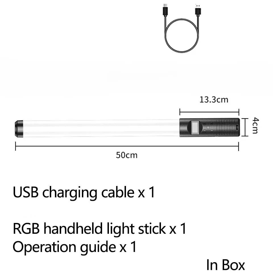 RGB LED Tube Light Stick Dimming Rechargeable Battery Tripod