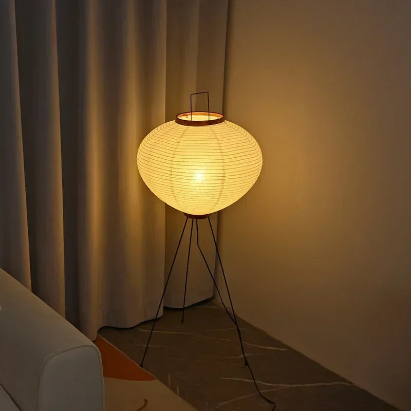 Japanese Paper Standing Light Button Switch Lamp