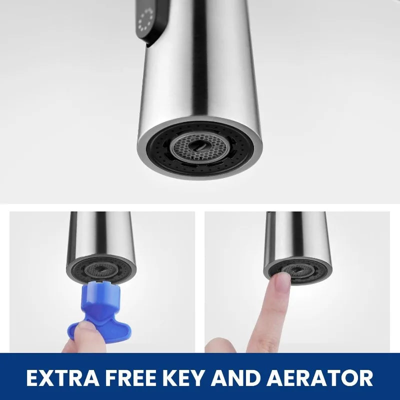 360° Rotation Sprayer Extendable 3 Jet Kitchen Faucet