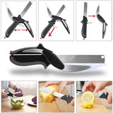 2 In 1 Multi Kitchen Tool Knife Stainless Steel Cutting Scissors