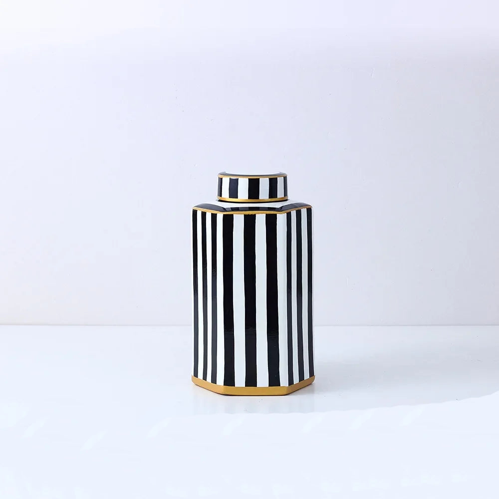 Hexagonal Striped Grid Pot Modern Minimalist Vase