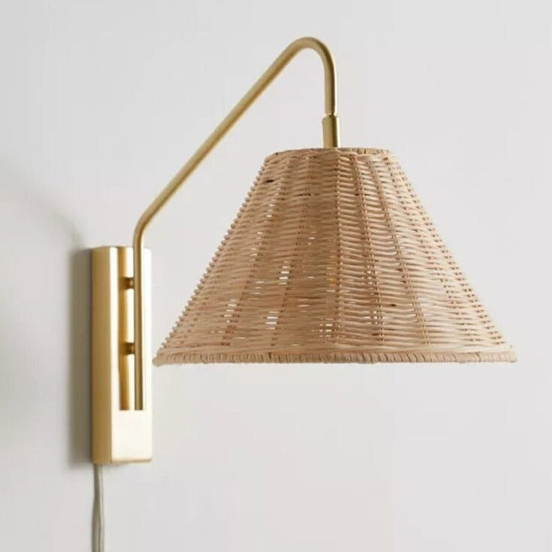 Japanese Minimalist Rattan Weaving Wall Lamp