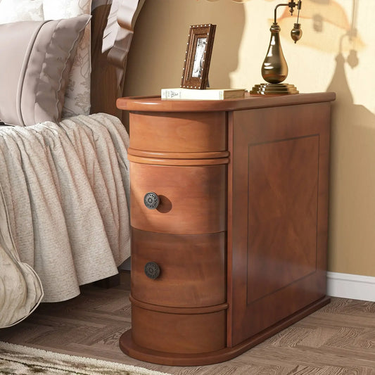 Bedside Nightstand with Drawer Wood Table