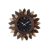 Circular Flower Sun Battery Powered Farmhouse Wood Wall Clock