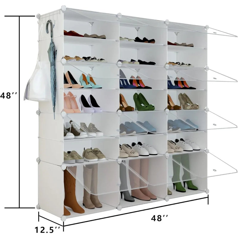 48 Pairs Shoe Storage Cabinet with Plastic Shelves with Door