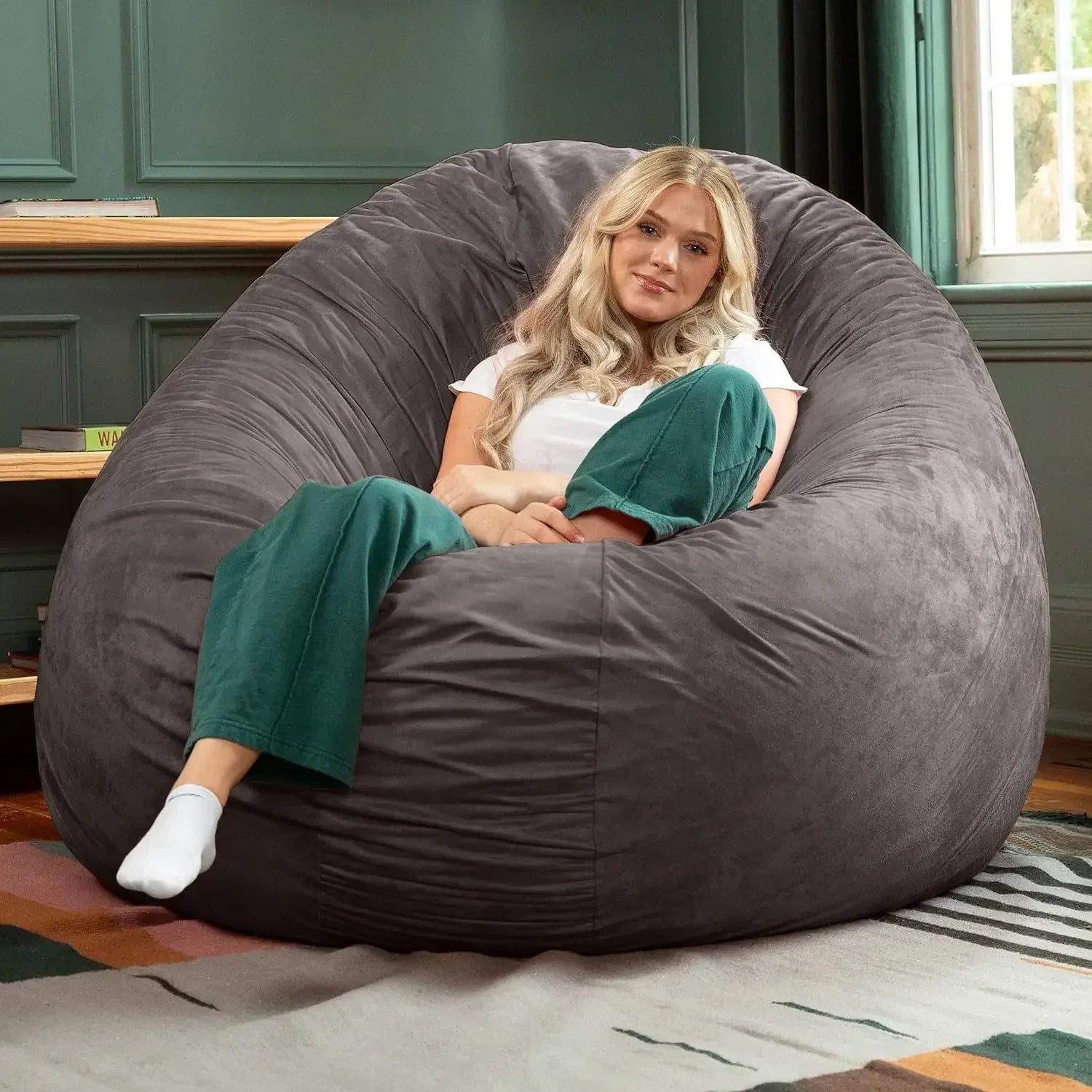 Sherpa Ultra Soft Oversized Round Fluffy Bean Bag