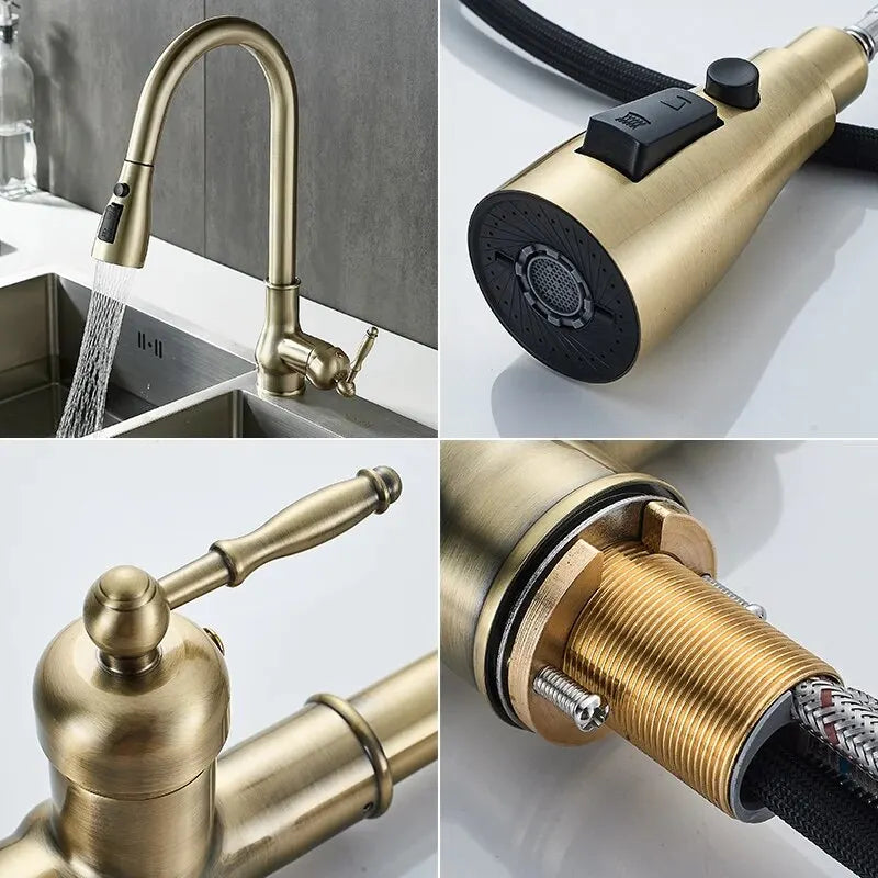 3 Water Modes Pull Out Tap Sprayer Kitchen Faucet