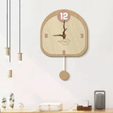 Wooden Wall Clock with Pendulum Modern Quartz Mechanism