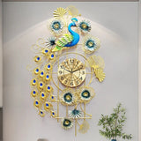 Gold Peacock Wall Clocks Luxury Movement Mechanism