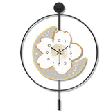 Moon and Flower Artistic Pendulum Wall Clock