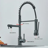 Kitchen Pull Down Dual Spout 360 Rotation Deck Mounted Faucet