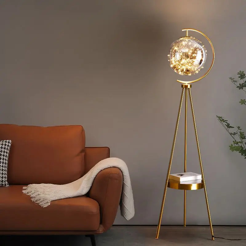 Globe Clear Smoky Glass Round Standing Light