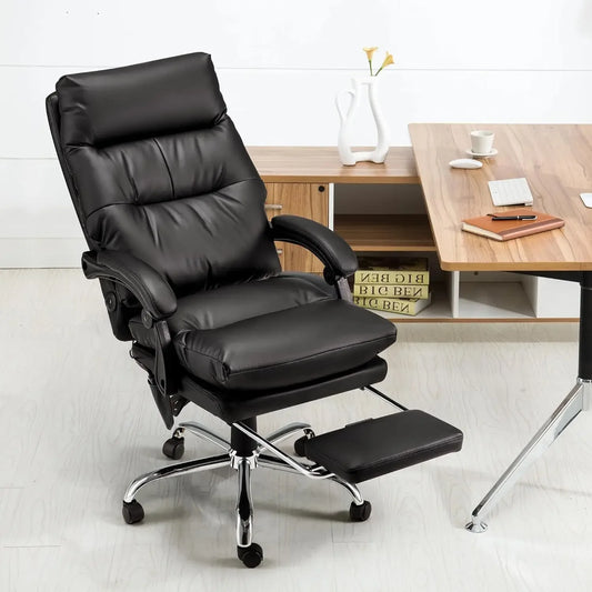 PU Leather Recliner Office USB Massage Footrest Chair