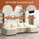 Chenille U Shape Modular Double Chaise Sectional Sofa