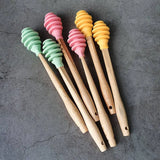 Silicone Stirrer with Wooden Handle for Mixing