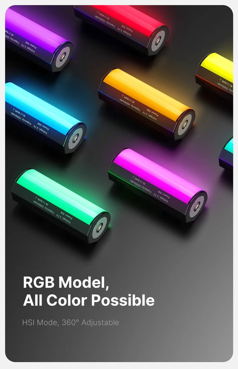 RGB Tube Portable Rechargeable Battery Fill Light