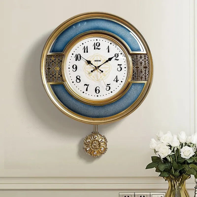 European American Quartz Wall Clock With Design Pendulum