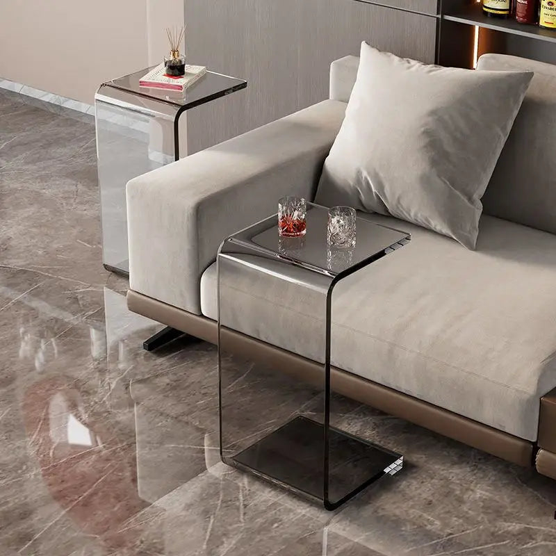 Acrylic Clear Side Rectangle  C Shape End Table