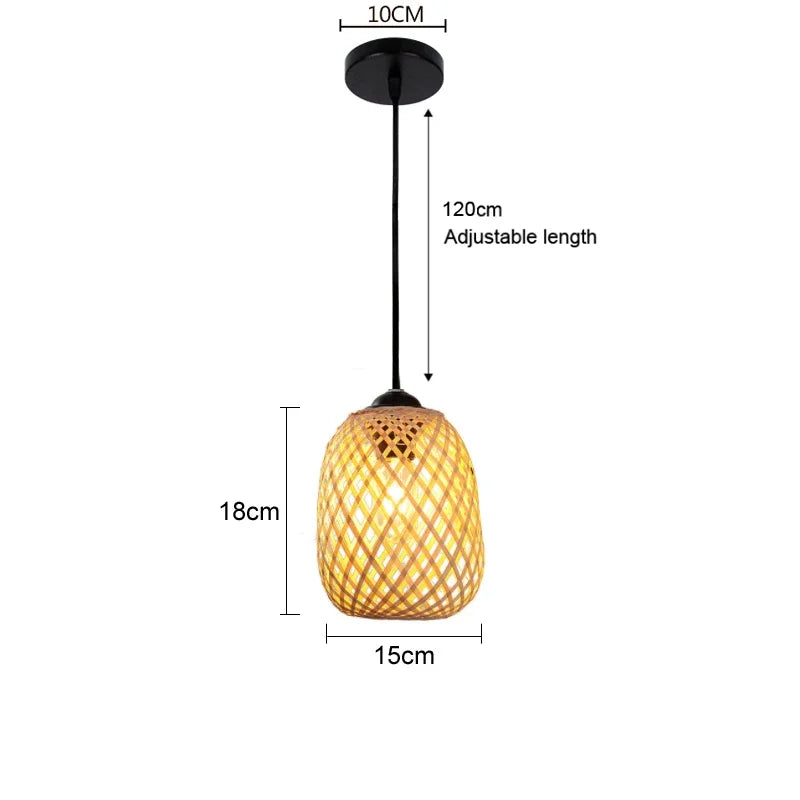 Bamboo Chandelier Pendant Wood Ceiling Lamp