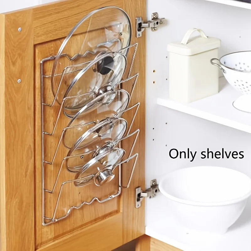Metal Hanging Pot Lid Rack Kitchen Storage Organizer