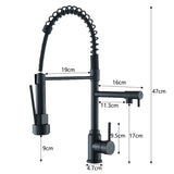 Kitchen Pull Down Dual Spout 360 Rotation Deck Mounted Faucet
