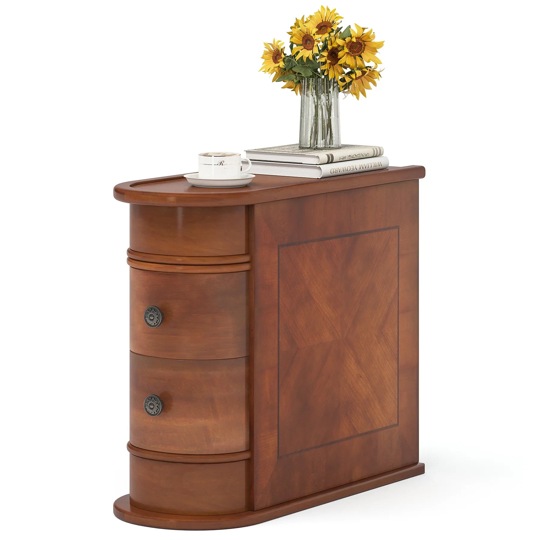 Bedside Nightstand with Drawer Wood Table