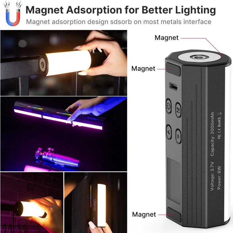 RGB Tube Portable Rechargeable Battery Fill Light