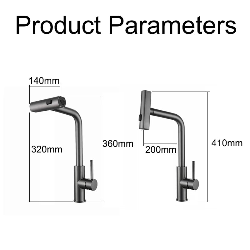 3 Mode Waterfall Crane Sensor Pull Out Sink Faucet