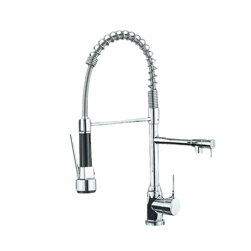 Kitchen Pull Down Dual Spout 360 Rotation Deck Mounted Faucet