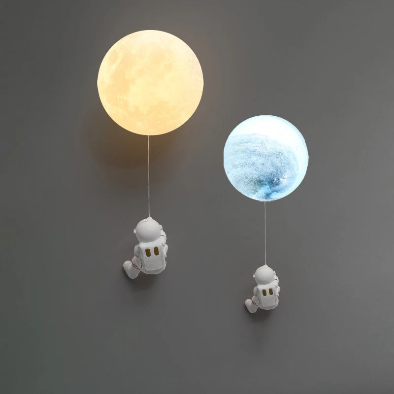 Moon Minimalist Beside Astronaut  Wall Lamp